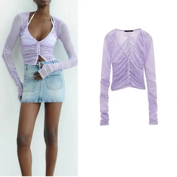 Zara ruched tulle top - Picture 1 of 4